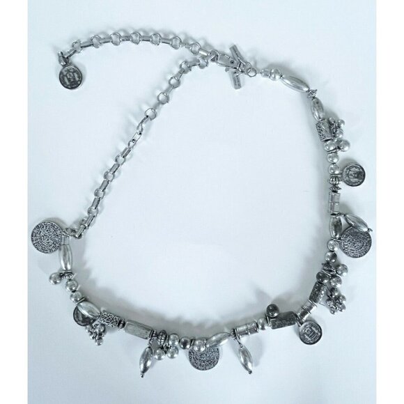 Chico's Parker Silver-Tone Coin Dangling Charms Chain Belt Size M Boho Gypsy - Picture 3 of 11